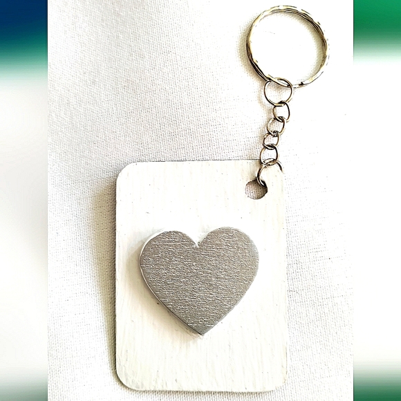 NEW Handmade Keychain Bag Tag! Italian Wood Art 01. "I LOVE My Bag" Wooden Heart - Picture 5 of 6